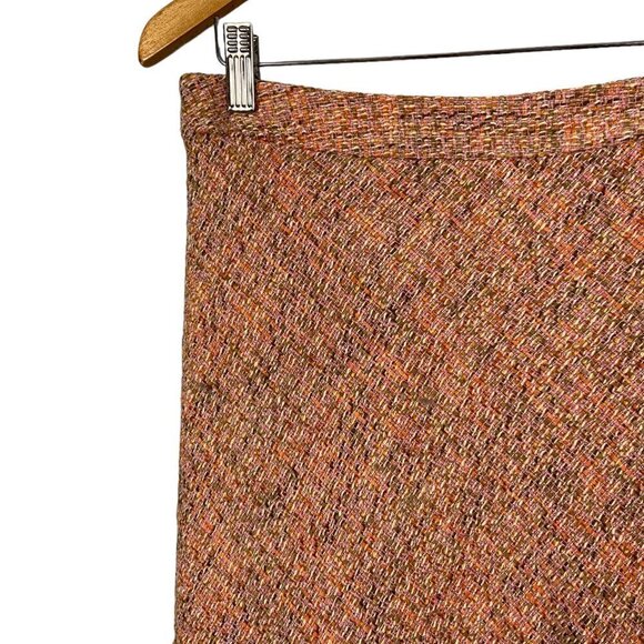 Gap Y2K Preppy Pink/Orange Tweed Mid Length Skirt with Ruffle Hem Size 6 - Picture 8 of 9